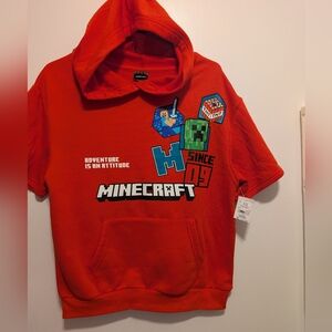Kids Red Hoodie Minecraft Short Sleeves